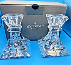 2 Waterford Crystal Lismore 4” Candlesticks In Box Made in Ireland - Picture 1 of 8