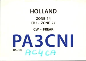 CARTOLINA D'EPOCA RADIOAMATORE CQ QSL QSO PA3CNI OLANDA - Foto 1 di 2