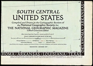 ⫸ 1947-12 National Geographic Map SOUTH CENTRAL UNITED STATES USA December (970) - Picture 1 of 4