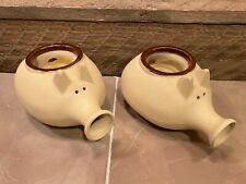 2 TWO MID CENTURY STYLE CANDLE HOLDER CERAMIC HALLMARK PIG MAXWELL CRITTER