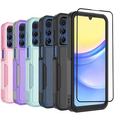 For Samsung Galaxy A35 A15 A14 5G A54 A03S A23 Case Shockproof Phone Cover+Glass