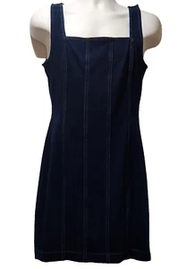Vestido Guess Denim Costura Mujer Grande Espalda Completa Cremallera Cuello Cuadrado Informal Sin Mangas - Imagen 1 de 17