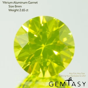 Cut stone - YAG Neon Czochralski (Pulled) lab grown, facet Round 8mm 2.39-2.71ct - Picture 1 of 5