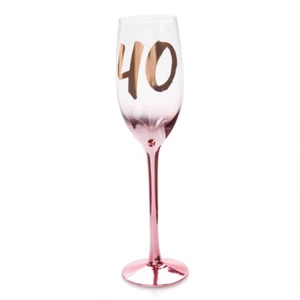 444117 40TH BIRTHDAY PINK BLUSH CHAMPAGNE FLUTE IN GIFT BOX FORTIETH - Picture 1 of 2