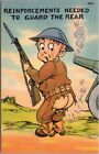 1940s WWII Military Comic Postcard "Reinforcements Needed to Guard the Rear"