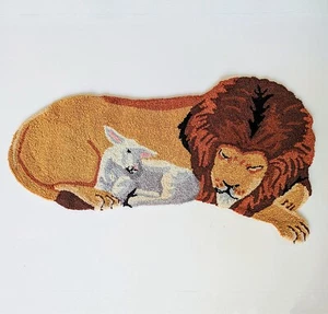 Löwe und Lamm handgeknüpfter Akzentteppich, Löwe und Lamm Teppich - Bild 1 von 4