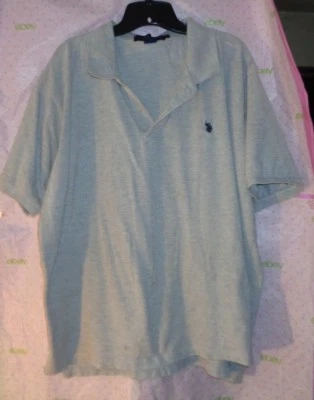 Camisa polo EUA ASSN XXL cinza manga curta top texto com nervuras MANCHAS FRONTAIS - Imagem 1 de 4