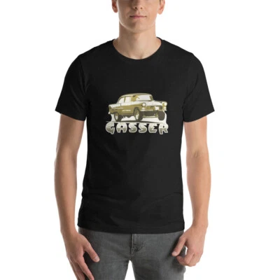 Chevy Gasser Hot Rod 1955 Camiseta Unisex Manga Corta, Años 50 Años 60 Drag Racer Foto 1 de 4