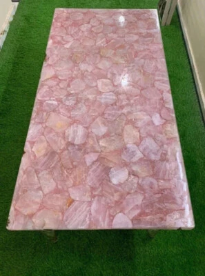 Rose Quartz Table Top, Quartz Stone Countertop Coffee Table Restaurant Decor - Image 1 of 3