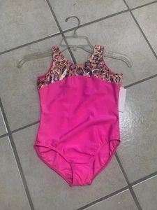 Girls Size 10 Pink & Animal Print Gymnastics Dance Bodysuit Leotard NWT - Picture 1 of 2