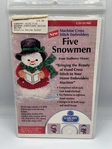 SUDBERRY HOUSE FIVE SNOWMEN D1900 EMBROIDERY CD-ROM PATTERN DESIGNS - Picture 1 of 2