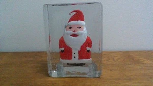 Imperial Heavy Block Glass Santa Candle - Picture 1 of 4