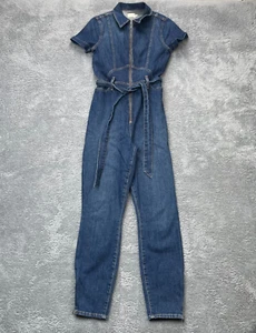 Alice Olivia Jumpsuit Womens 29 Blue Coveralls Denim Cotton Stretch Tapered - Picture 1 of 11