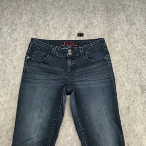 Elle Jeans Womens Size 10 Button Flap Pockets Dark Wash 2 Button Straight Leg - Picture 1 of 12