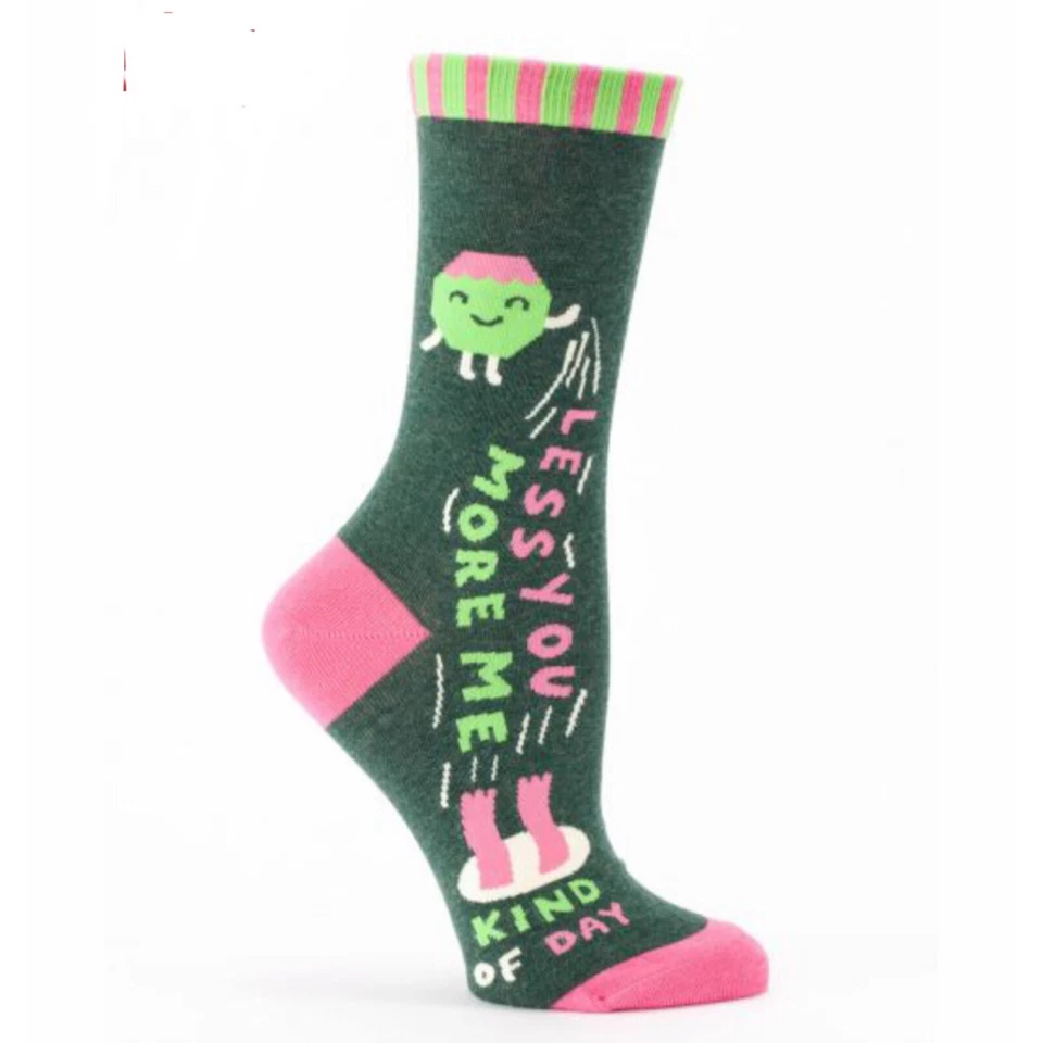 Women's Crew Socks - Blue Q - Less You More Me SW482