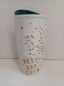 Starbucks 2015 Best Day Ever Konfetti Keramik Kaffee Reisender Becher Deckel - EUC - Bild 1 von 4
