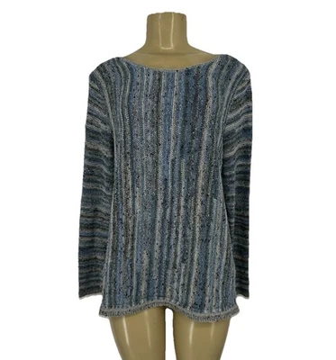 J. Jill Small Women Cotton Blend Pullover Sweater Striped Boat Neck Knit S001 - Image 1 of 4