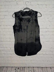 Rock & Republic Womens Sz Sm Dark Tie Dye Button Up Tank Blouse GoblinCore - Picture 1 of 7