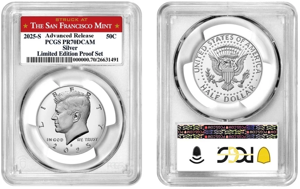 Pre- 2025 S Silver Kennedy Half Dollar Limited E. PCGS PR70DCAM Advanced Release - Image 1 of 1
