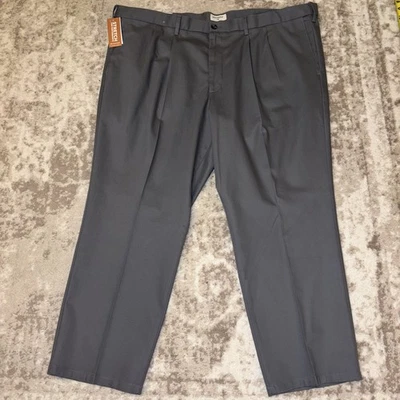 Dockers 签名裤男式 48x29 全新带标签卡其色经典合身大码弹力灰色 — 第 1/4 张图片