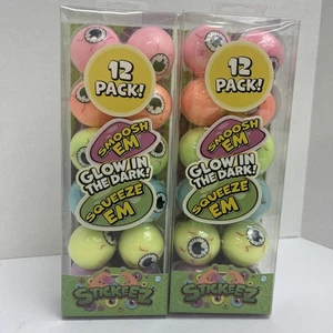 Set Of 2 Pks Stickeez glow-in-the-dark eyeball squeeze balls 12 Pack Ea. - Picture 1 of 3