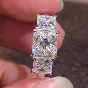 Anillos clásicos enchapados en plata de circonita cúbica para mujer talla 6-10 - Imagen 1 de 8