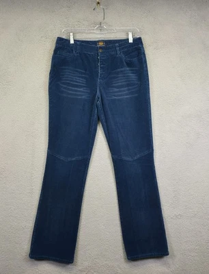 Y2K Route 66 Corduroy Pants Womens 8 Blue Curvy Button Fly Bootcut Stretch - Image 1 of 4