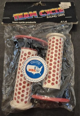 罕见复古 NOS Team Cycle Oakley F1 风格红色/白色 2 件握把 Fuan 出品 — 第 1/4 张图片