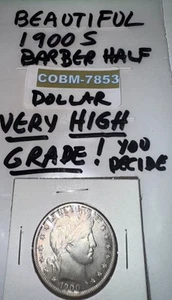 1900-S Barber Half Dollar High Grade See Pics COBM-7853 - Picture 1 of 9
