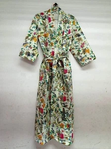 Kimono Kantha acolchado de algodón indio bata de baño bloque de mano vestido dama de honor - Imagen 1 de 5