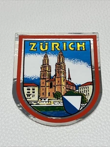 Zurich Switzerland Coat of Arm Travel Sticker Decal Car Foil vintage 3x2.5 - Picture 1 of 6