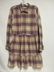 Vestido Toad Co ReForm en Niveles Talla Mediana Cuadros Púrpura Crema Exterior Granola Niña - Imagen 1 de 11