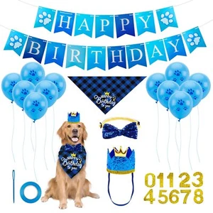Dog Birthday Party Supplies Set Boy Dog Birthday Decorations with Birthday Ba... - Picture 1 of 6