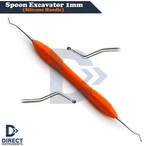 NEW DENTAL EXCAVATOR 1mm RESTORATIVE SPOON DOUBLE ENDED PREMIUM SILICONE HANDLE - Picture 1 of 3