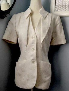 MAX NUGUS Haute Couture Blazer Jacke Gr. XS S weiß Designer Unikat Vintage - Bild 1 von 19