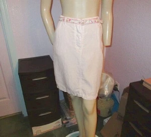 CP Shades Linen Skirt Size M Cottagecore Belt Pockets A-Line Pink Coastal Preppy - Picture 1 of 10