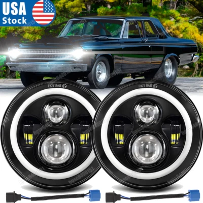 Par de faros LED redondos sellados H4 aptos para Plymouth Belvedere de 7 pulgadas Foto 1 de 4