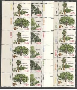 US Scott #1764-1767, 3 different Plate Number strips of 6, 6 Plt. # on each