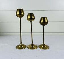 Set of Three Rosenthal Netter Brass Tulip Candlesticks