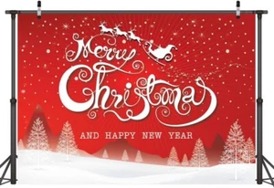 7x5ft Merry Christmas Backdrops Photography Snowflake Microfiber Happy New Year - Picture 1 of 7