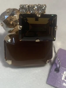 Evatini collaboration with Swarovski Size 6.5 Gold Tone  - Picture 1 of 6