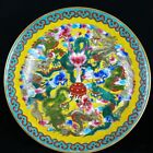 Exquisite Old Chinese porcelain Color Enamel Painted dragon Plate 8437