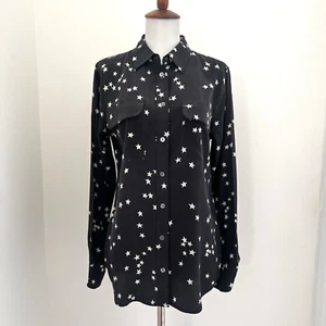 Equipment Femme Signature Slim Black Silk Star Print Shirt Size S / Button-Up - Picture 1 of 15