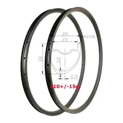 Llantas de carbono para bicicleta 29er súper ligeras asimétricas 28 mm altura 28 mm ancho sin cámara Foto 1 de 4