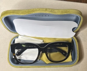 Gucci GG1409SK 002 Glasses Women's Havana Brown/Clear Lens Round Shape 55mm - Picture 1 of 5