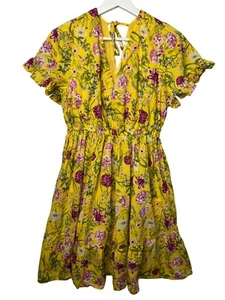 Terra Sky Dress Womens Plus Size 0X 14W Cottagecore Bohemian Floral Print Yellow - Picture 1 of 18