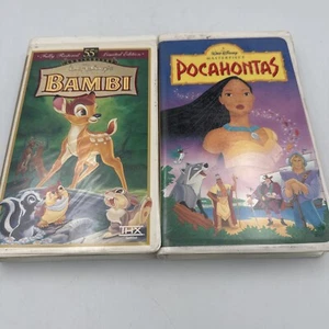 VHS Disney Bambi And Pocahontis VCR Classic Movies Rated G Family Films - Picture 1 of 3