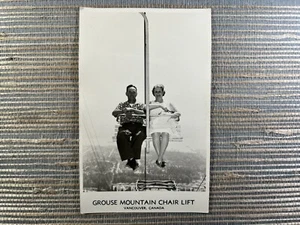 RPPC Grouse Mountain Chair Lift Couple Vancouver BC Canada Real Photo Postcard - Picture 1 of 2