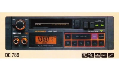 Philips DC 789 vintage car radio stereo head unit from 1988 - line out - RARE! - Immagine 1 di 4