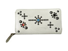 Polo Ralph Lauren Skórzany portfel na zamek błyskawiczny z ćwiekami 300 USD WYSYŁKA NA CAŁY ŚWIAT